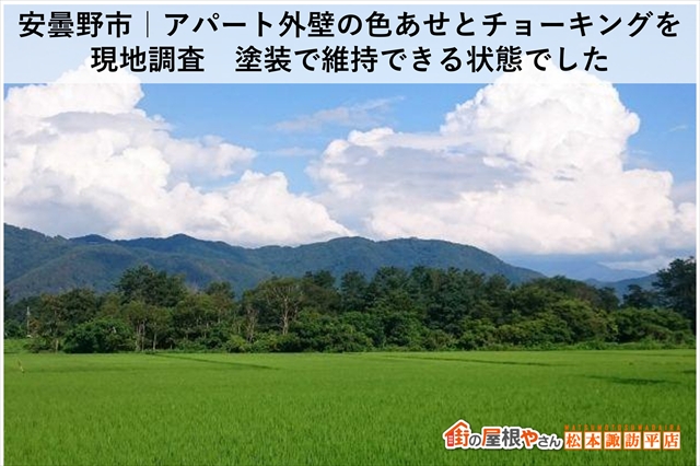 安曇野市｜アパート外壁の色あせとチョーキングを現地調査　塗装で維持できる状態でした